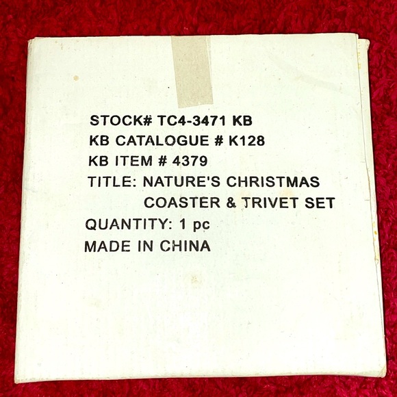 NIB “Christmas Poinsettia Trivet & 4 Coasters Set” - Picture 5 of 7
